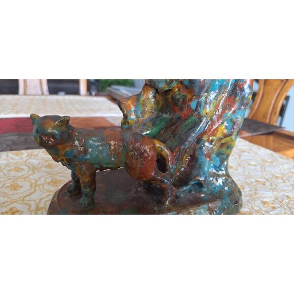Stunning R.C. Spurlock Sculpture- Signed-2005- One Of A Kind! Woman w/ Feline - Picture 7 of 10
